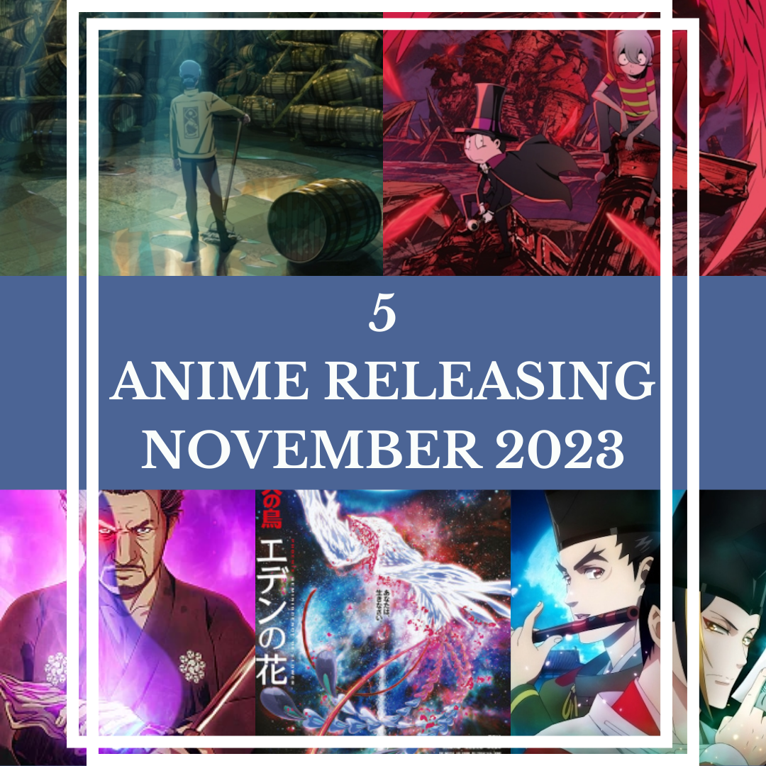 Collage of upcoming anime releases for November 2023