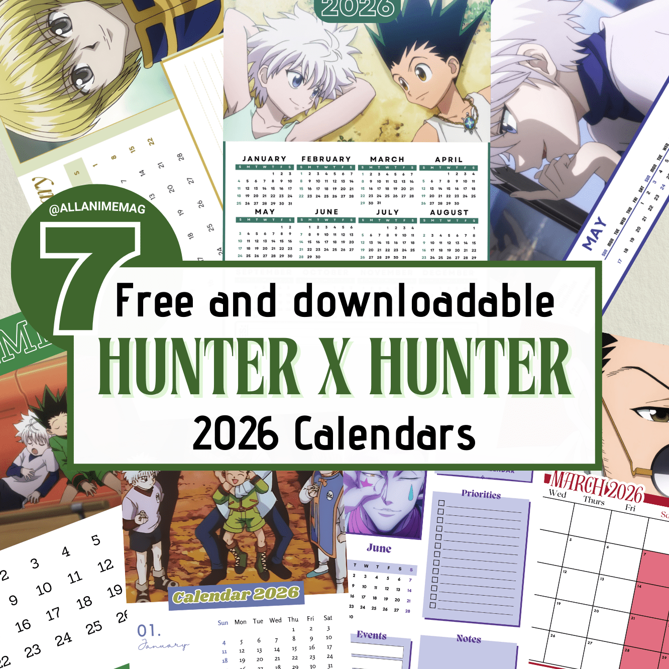 7 Free 2026 Anime Calendars: Hunter x Hunter