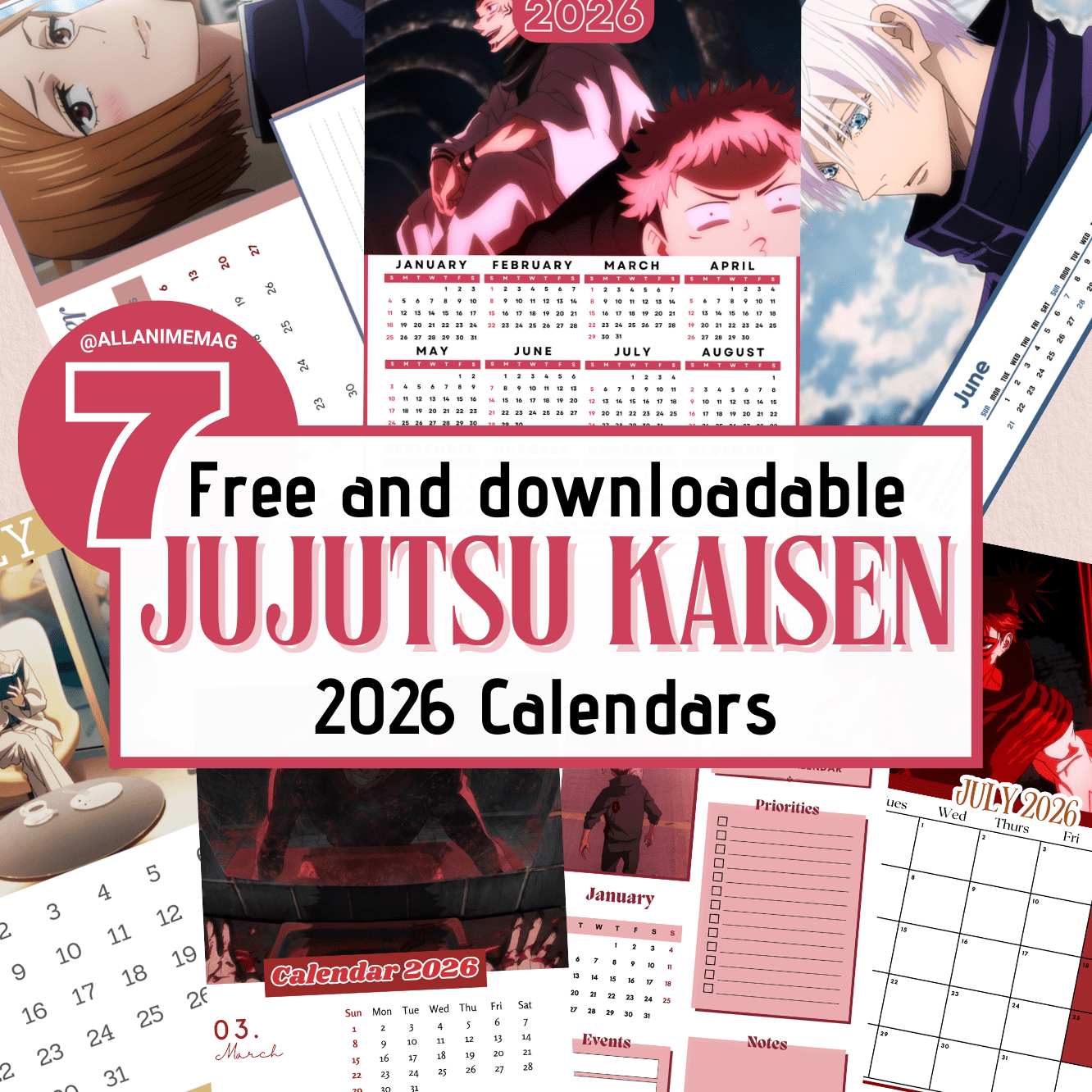 7 Free 2026 Anime Calendars: Jujutsu Kaisen
