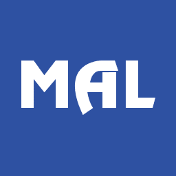 Logo with the letters 'MAL' in white on a blue background.